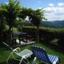 Arbor, © Wachahof Gazebo with table and benches, surrounded by green landscape and two deckchairs in the foreground.