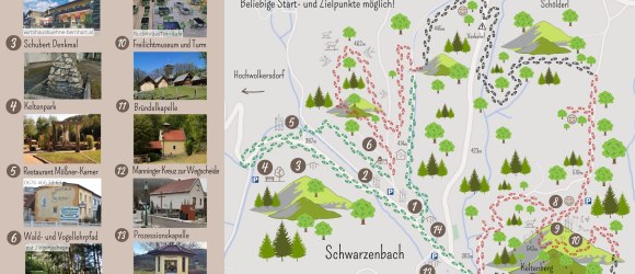 Karte Schwarzenbacher-Orts-Rundwanderwege, &copy; Gemeinde Schwarzenbach