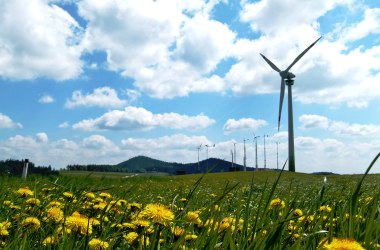 Viewing place wind turbine Lichtenegg with observation gondola, © Wiener Alpen, Karl Gradwohl